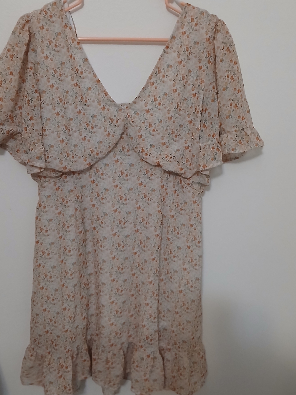 ARULA Cream Floral Mini Dress with Orange Blossoms
